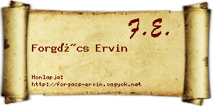 Forgács Ervin névjegykártya