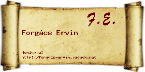 Forgács Ervin névjegykártya