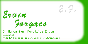 ervin forgacs business card